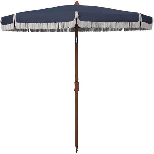 Cascade Fringe Umbrella by HedgeApple Essentials. Made from powder coating, 100% polyester, aluminum in a coastal style.