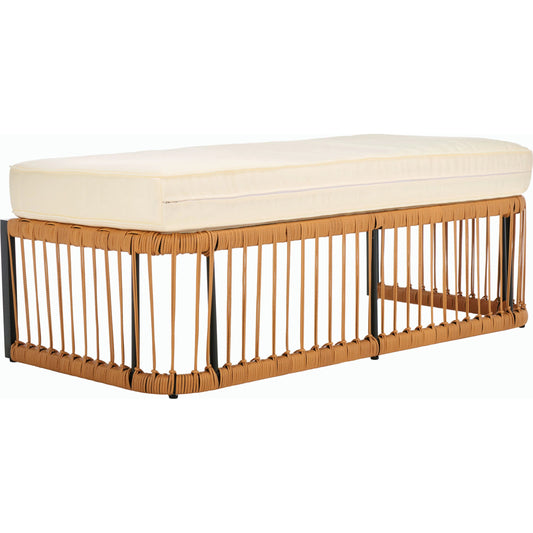 Queen Bench by HedgeApple Essentials in natural, beige. Made from solid rubber wood, oak veneer, mdf in a coastal style.