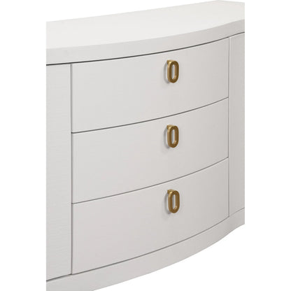 Paulina Curved Front Two Door Three Drawer Buffet by Worlds Away. Made from solid wood, mdf, linen in a eclectic & global style.