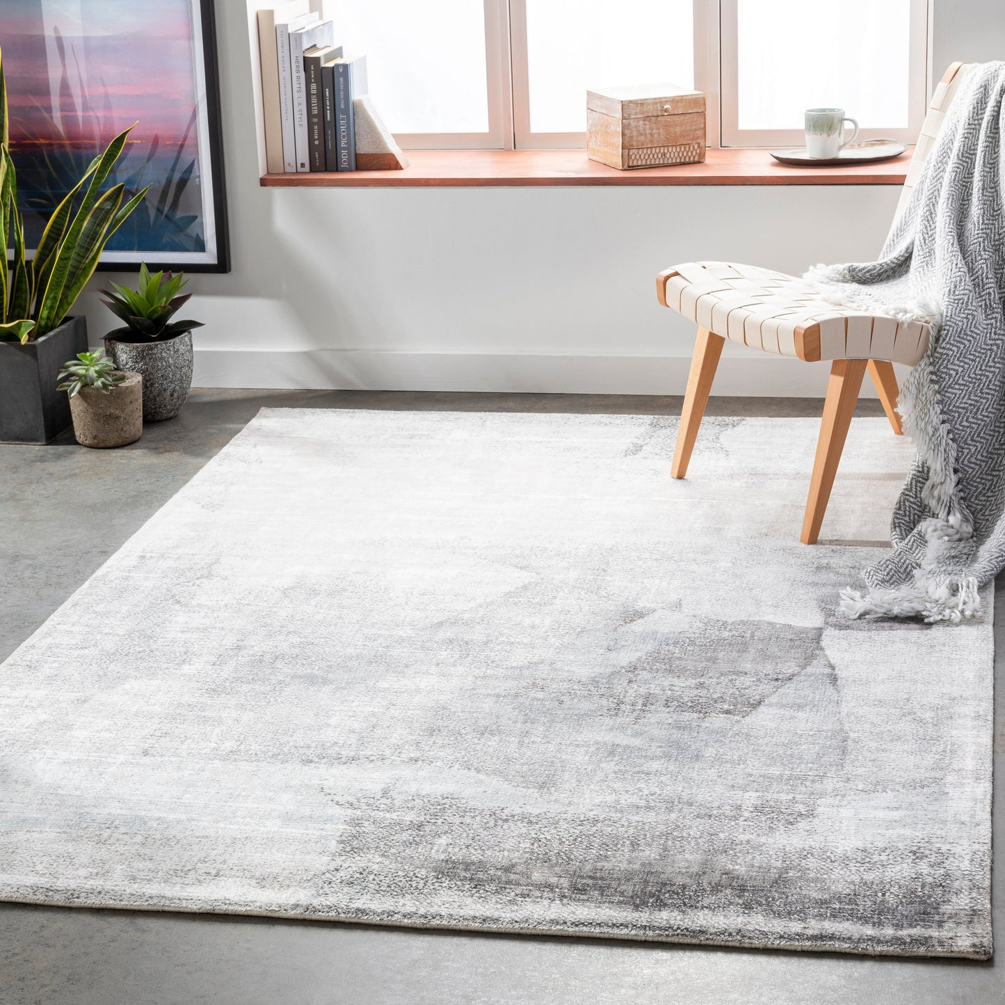 007 SI-1888203,SI-1888204 | Lifestyle | Park Avenue PAV-2303 Rug by Surya in slate, cream, light gray, gray, black. Made from 100% viscose in a unique style.