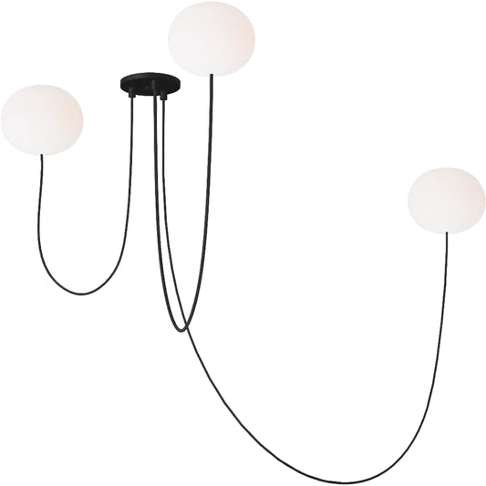 Helium Small 3 Light Chandelier by Visual Comfort & Co. in matte black. Made from steel in a unique style.