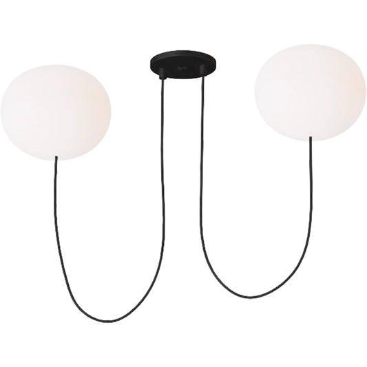 Helium Medium 2 Light Chandelier by Visual Comfort & Co. in matte black. Made from steel in a unique style.