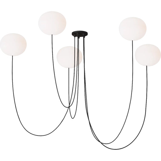 Helium Medium 5 Light Chandelier by Visual Comfort & Co. in matte black. Made from steel in a unique style.