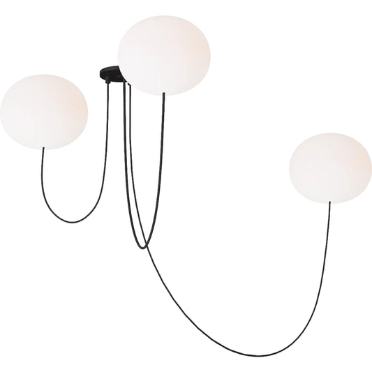 Helium Large 3 Light Chandelier by Visual Comfort & Co. in matte black. Made from steel in a unique style.