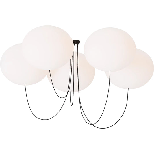 Helium X-Large 5 Light Chandelier by Visual Comfort & Co. in matte black. Made from steel in a unique style.