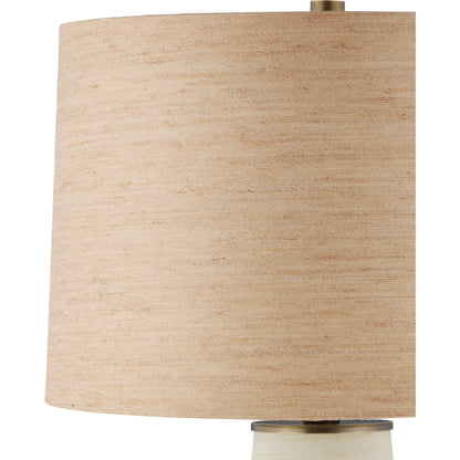 Geologie Table Lamp by Currey and Company in beige, pale gray, brown, antique brass. Made from porcelain, metal in a modern style.