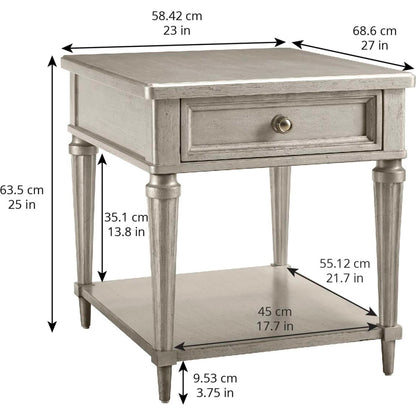 Morrissey Kirke End Table by A.R.T. Furniture in silver and bezel. Made from parawood solids, primavera veneers, metal in a transitional style.