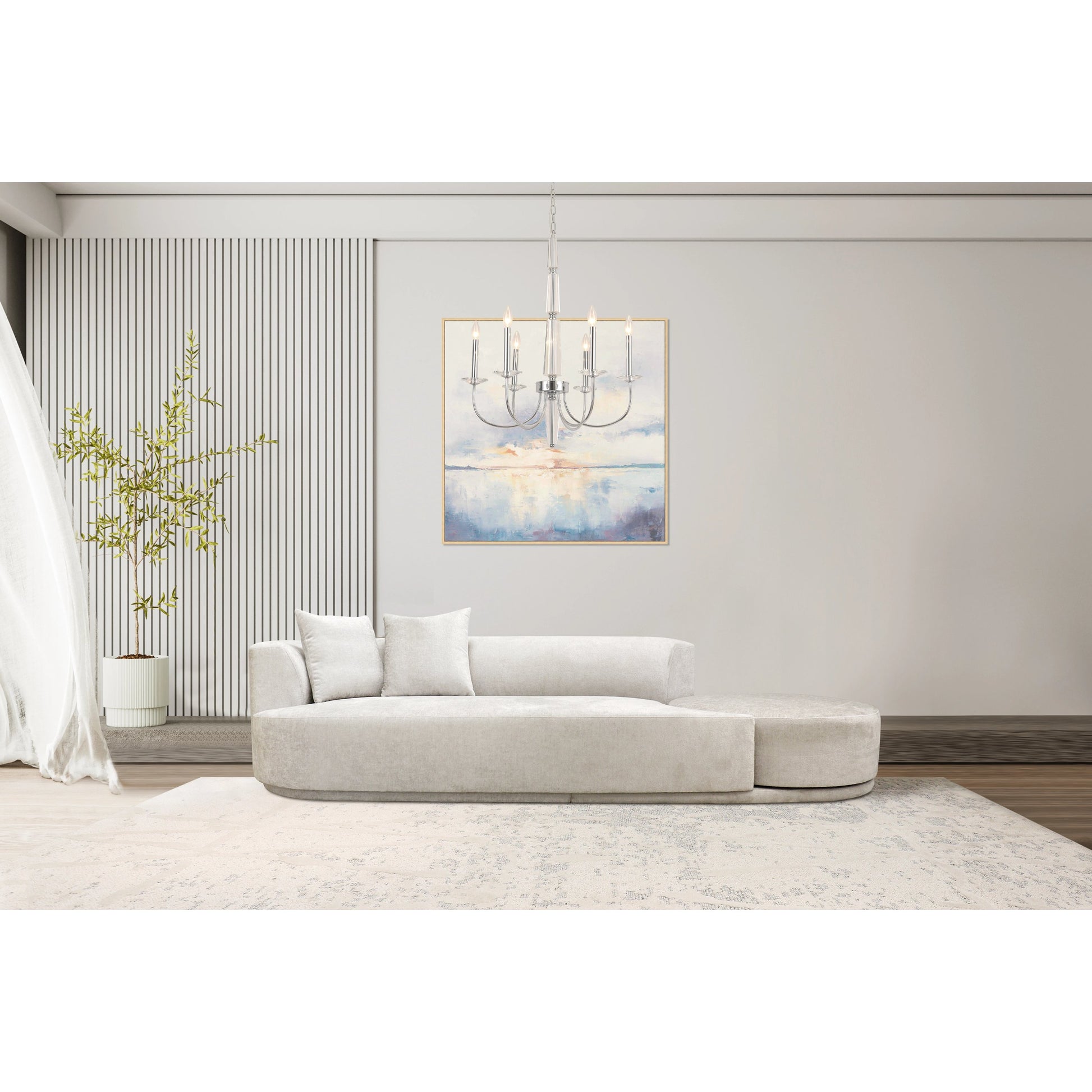 Cielo Sofa by Pasargad Home in beige. Made from polyester fabric in a modern style.