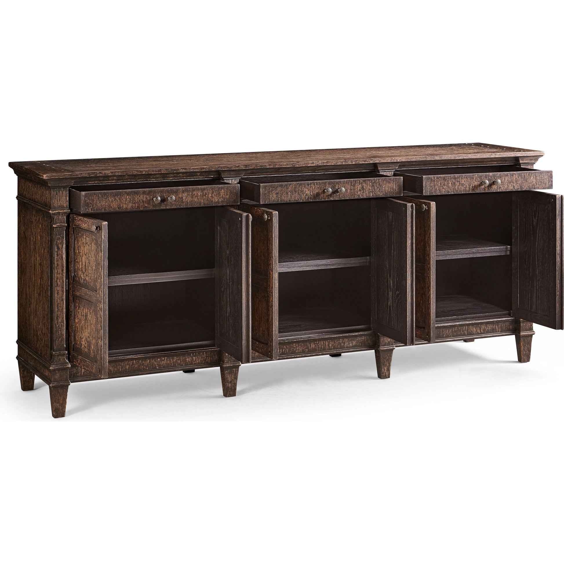 Terravita Sideboard by Jonathan Charles in black caldera oak. Made from main oak in a unique style.