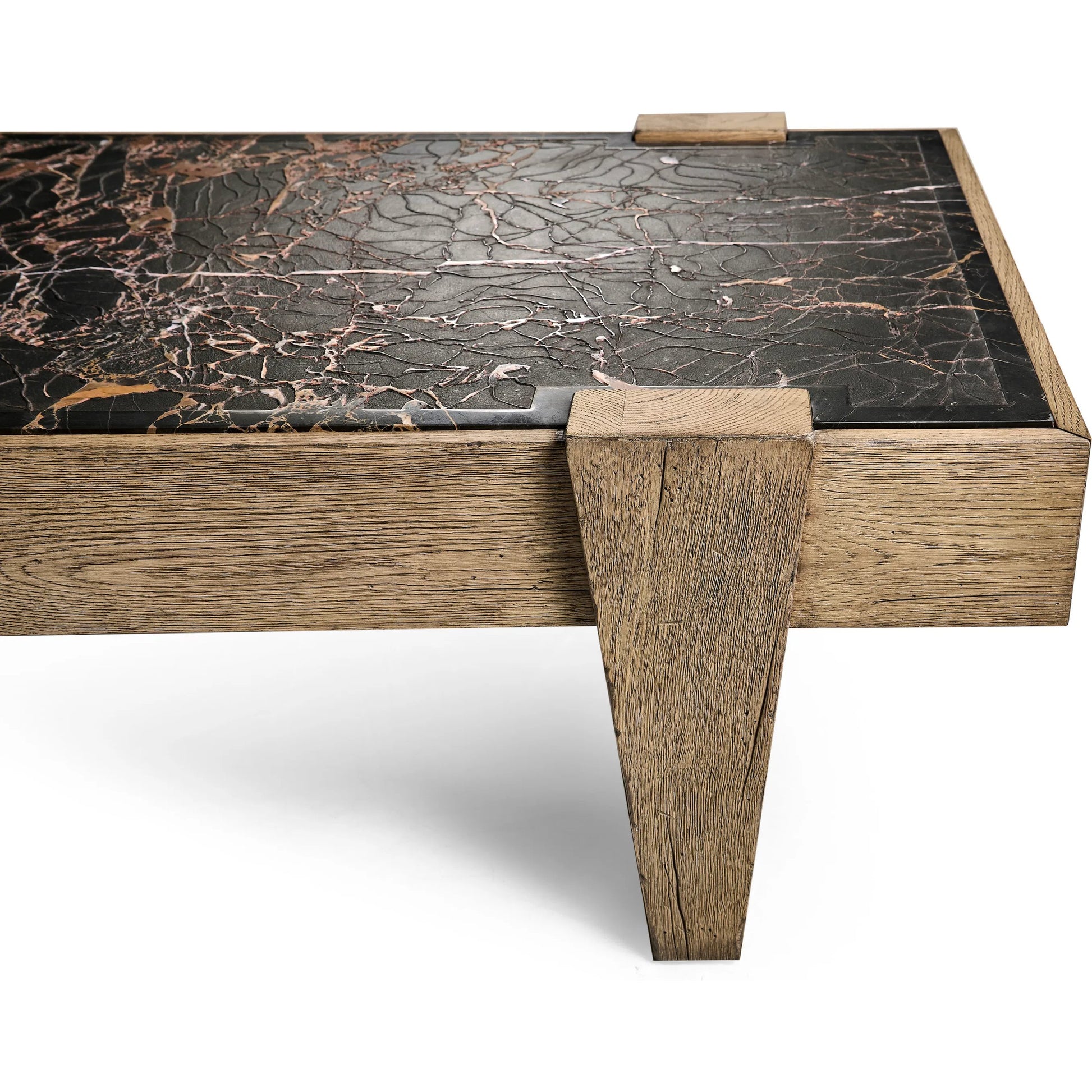 Echo Canyon Marble Rectangular Cocktail Table by Jonathan Charles in faded oak. Made from oak veneer in a cottage & farmhouse style.