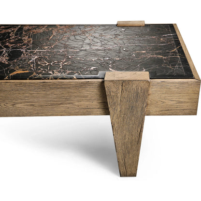 Echo Canyon Marble Rectangular Cocktail Table by Jonathan Charles in faded oak. Made from oak veneer in a cottage & farmhouse style.