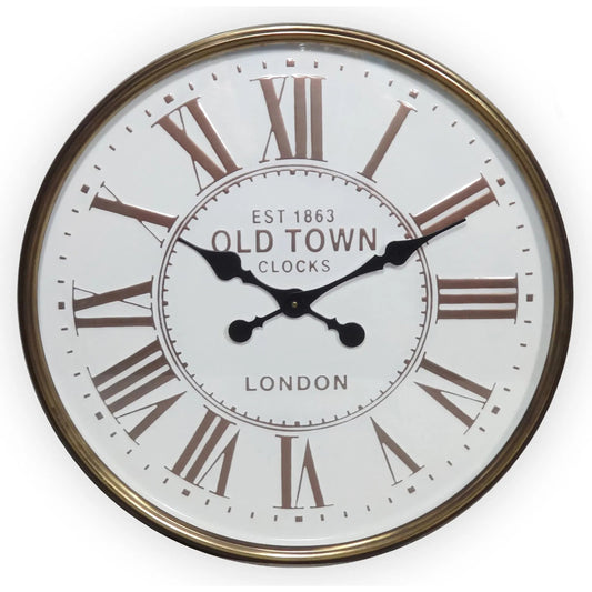 Bronze Iron Clock by Zentique in gold, white, black. Made from iron, mdf in a traditional style.