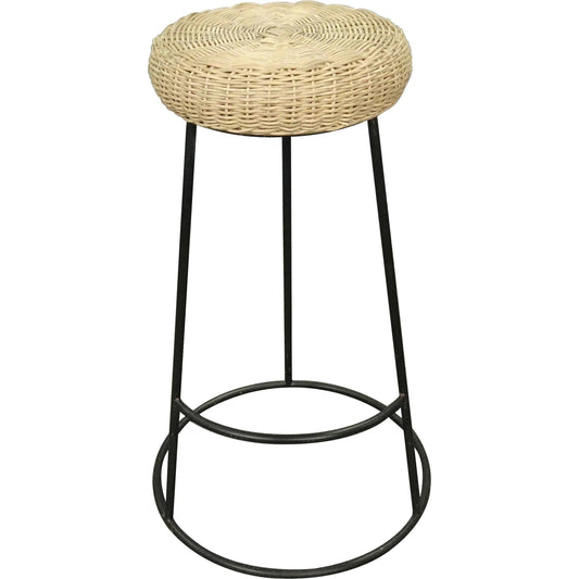 Rattan Metal Stool by Zentique in netural rattan, black metal. Made from iron, rattan in a unique style.