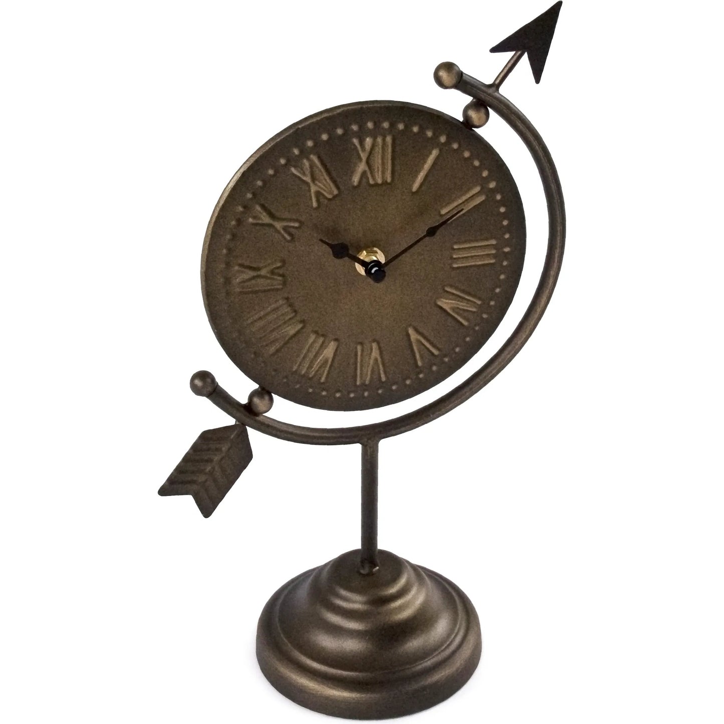 001 SI-2448964 | Primary Silo | Distressed Gold Table Clock by Zentique in distressed gold. Made from iron in a cottage & farmhouse style.