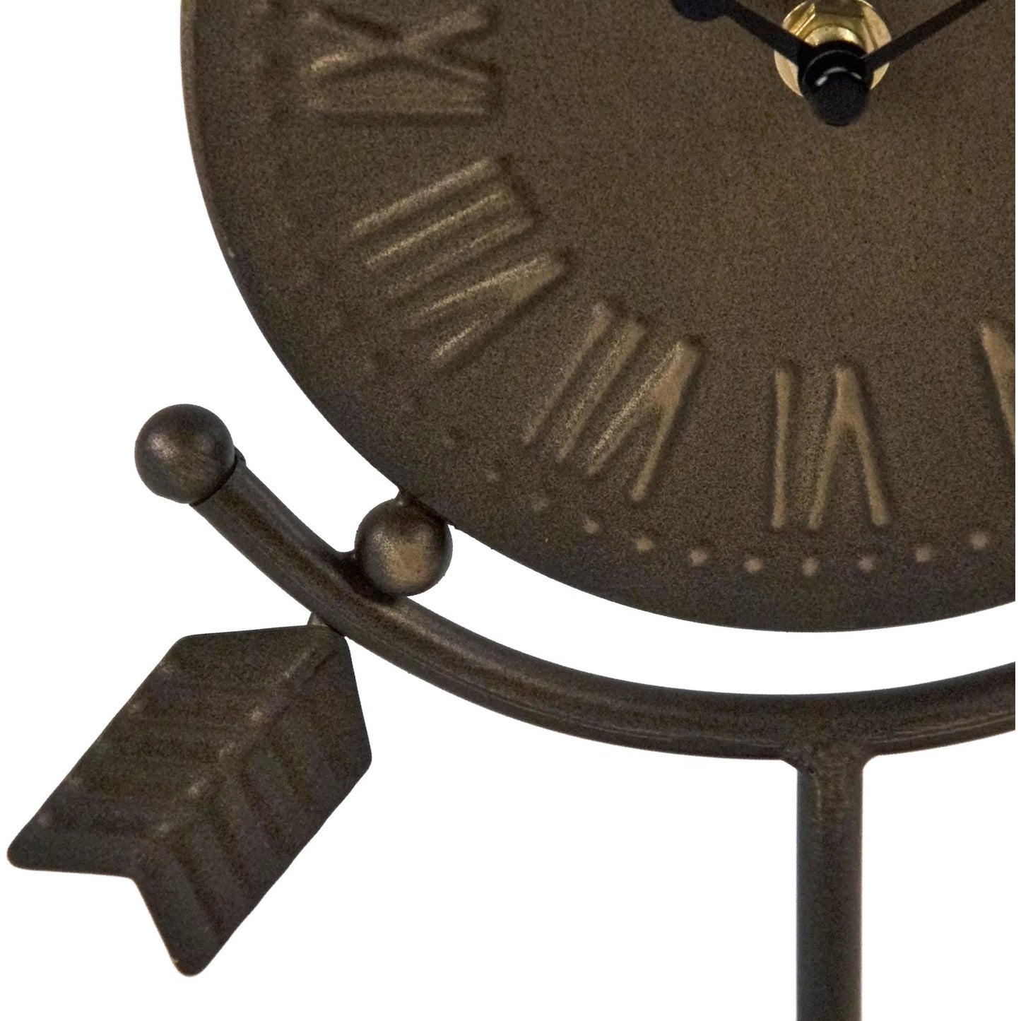 003 SI-2448964 | Closeup | Distressed Gold Table Clock by Zentique in distressed gold. Made from iron in a cottage & farmhouse style.