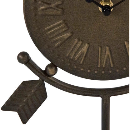 Distressed Gold Table Clock by Zentique in distressed gold. Made from iron in a cottage & farmhouse style.