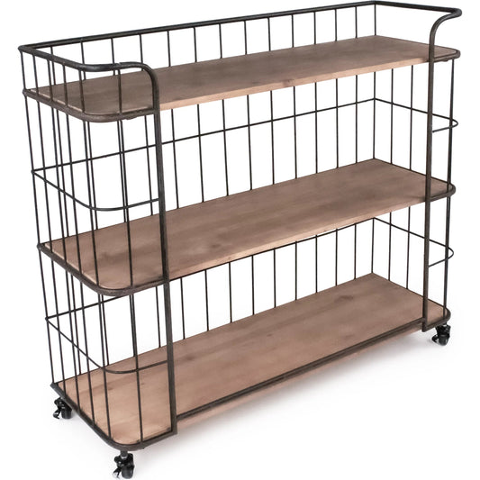 Iron Shelf by Zentique in black iron, natural finish. Made from iron, wood in a transitional style.