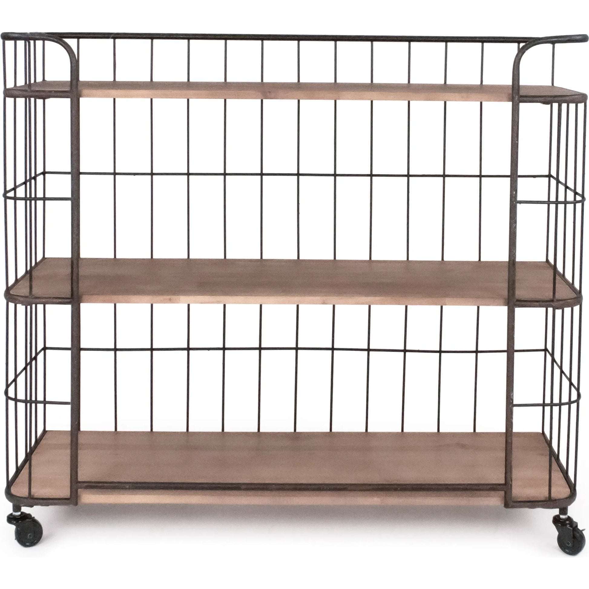 Iron Shelf by Zentique in black iron, natural finish. Made from iron, wood in a transitional style.
