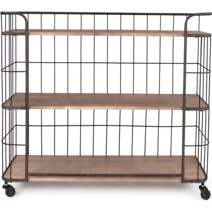 Iron Shelf by Zentique in black iron, natural finish. Made from iron, wood in a transitional style.