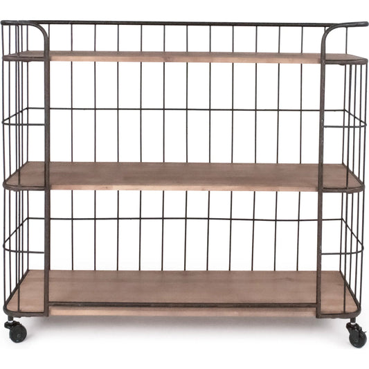 Iron Shelf by Zentique in black iron, natural finish. Made from iron, wood in a transitional style.