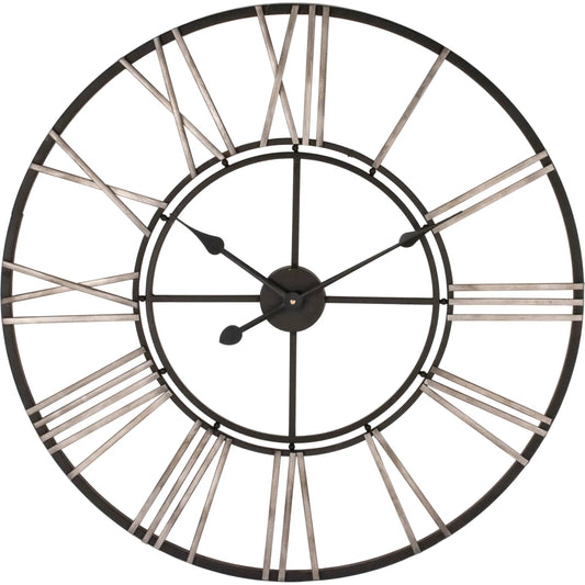 Distressed Black Wall Clock by Zentique in distressed black, gold. Made from iron in a cottage & farmhouse style.