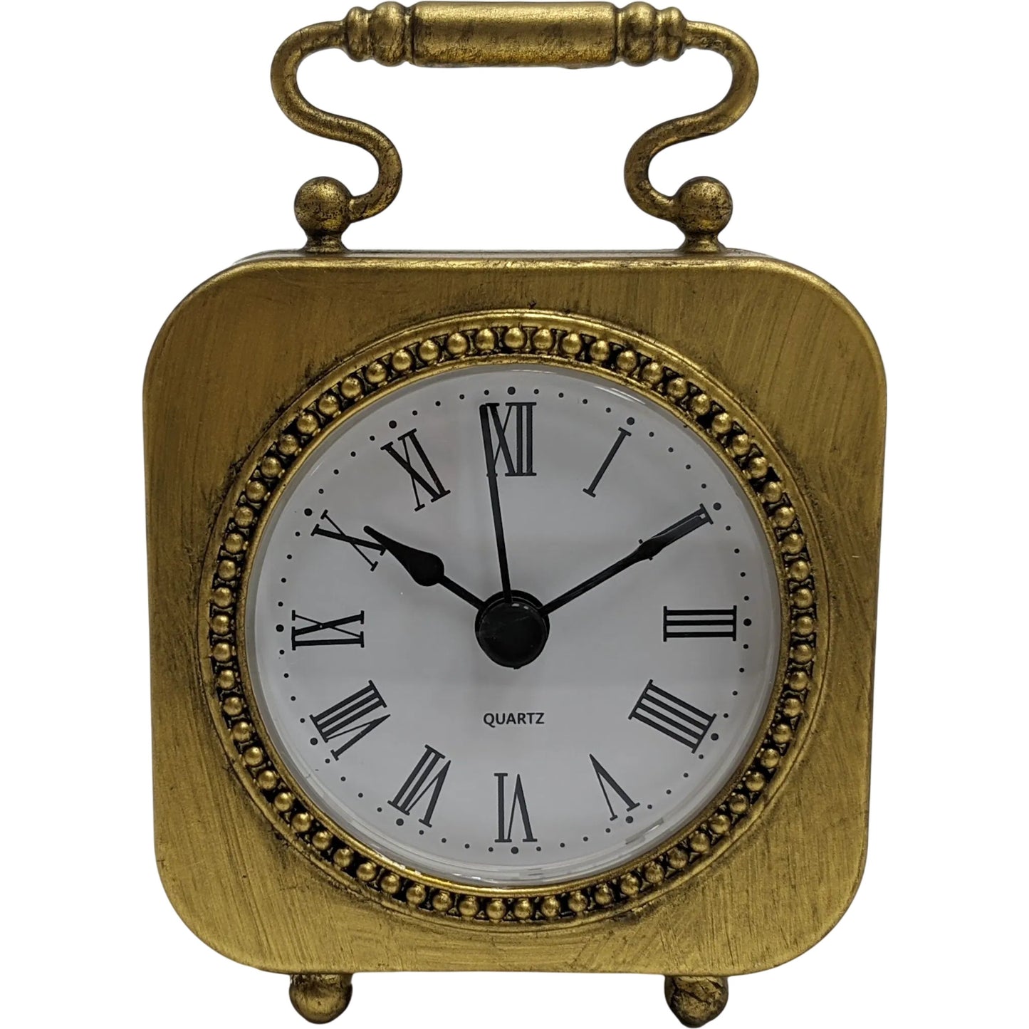 001 SI-2448854 | Primary Silo | Gold Table Clock by Zentique in distressed gold. Made from iron in a traditional style.