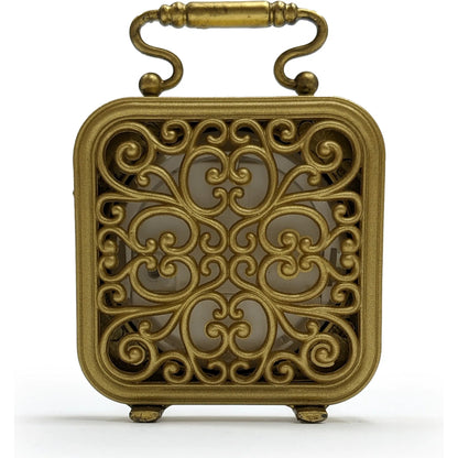 Gold Table Clock by Zentique in distressed gold. Made from iron in a traditional style.