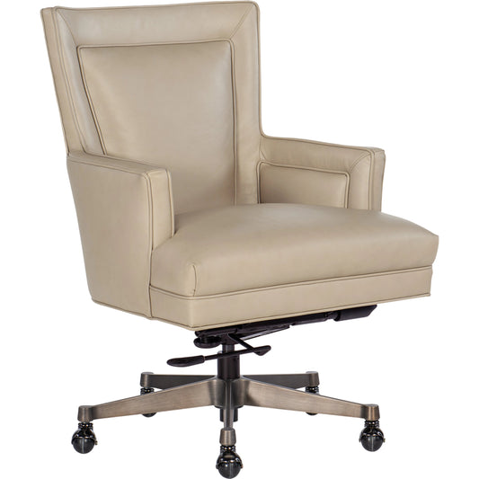 Rosa Executive Swivel Tilt Chair by Hooker Furniture in apollo mineral and beige. Made from leather, apollo mineral (semi-aniline corrected top grain) in a modern style.