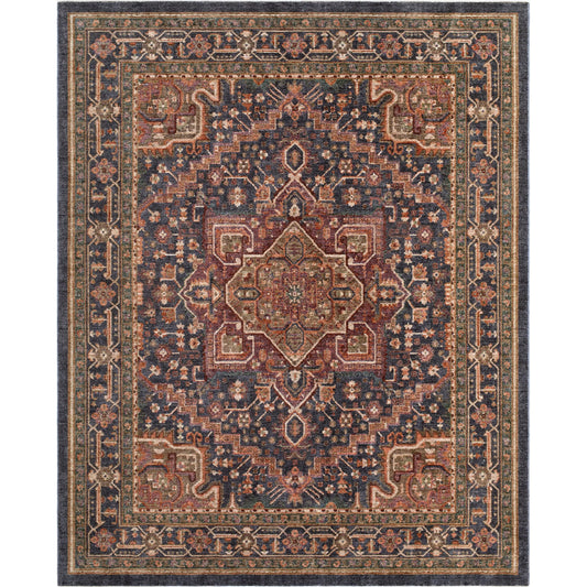 Pacific PCF-2301 Rug by Livabliss in rust, midnight blue, olive, ivory, charcoal. Made from polyester in a unique style.