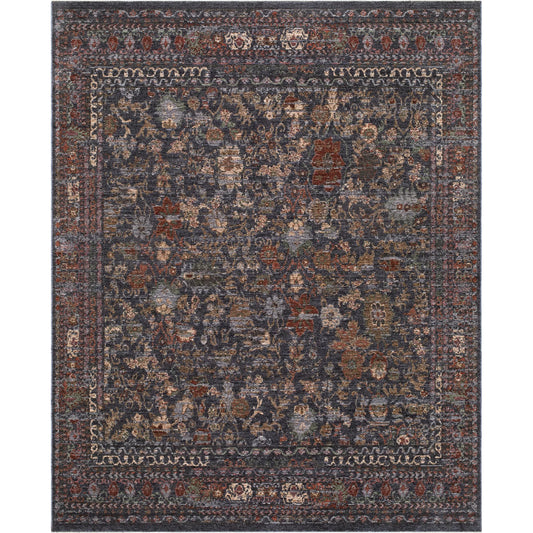 Pacific PCF-2303 Rug by Livabliss in midnight blue, rust, ivory, olive, charcoal. Made from polyester in a unique style.