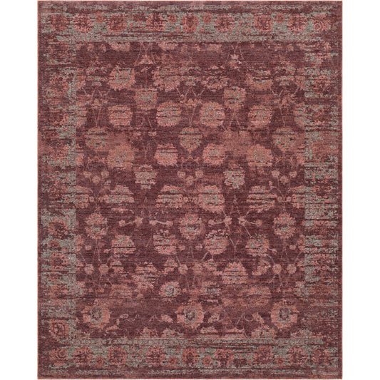 Pacific PCF-2304 Rug by Livabliss in burgundy, dusty rose, sage green. Made from polyester in a unique style.
