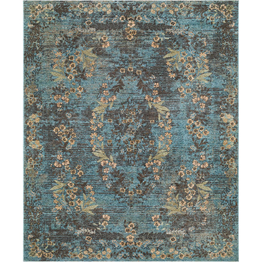 Pacific PCF-2308 Rug by Livabliss in teal, charcoal, olive, peach, sand. Made from polyester in a unique style.