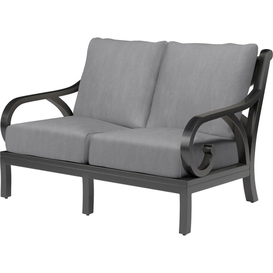 Monterey Outdoor Loveseat by Sunset West in browns. Made from aluminum in a cottage & farmhouse style.
