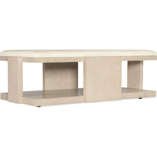 Westwood Rectangle Cocktail Table by Hooker Furniture in tillson cloud and polished limestone. Made from oak veneers, fabric in a unique style.