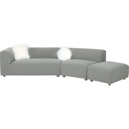 Portfino Curved Sofa by Pasargad Home in grey. Made from polyester fabric in a modern style.
