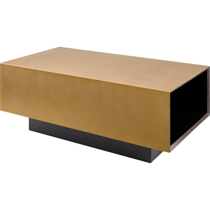 Peaceful Large Coffee Table by Surya in gold, dark brown and painted. Made from top: manufactured wood, base: manufactured wood in a modern style.