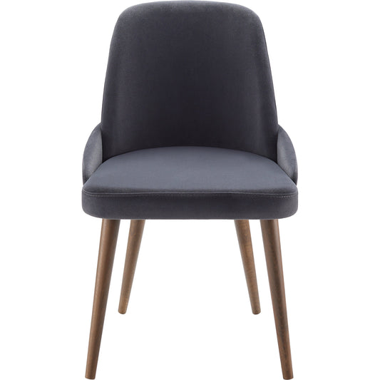 Peregrine Dining Chair (Set of 2) by Surya in upholstery: black, base: charcoal and wood finish. Made from upholstery: faux suede, base: beech wood, fill: 100% polyurethane foam in a modern style.