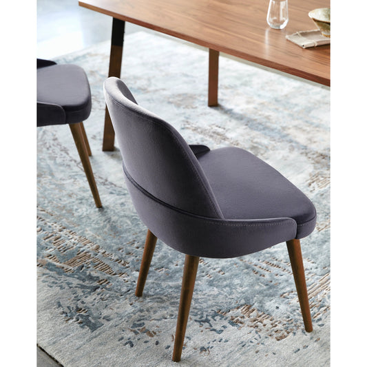 Peregrine Dining Chair (Set of 2) by Surya in upholstery: black, base: charcoal and wood finish. Made from upholstery: faux suede, base: beech wood, fill: 100% polyurethane foam in a modern style.