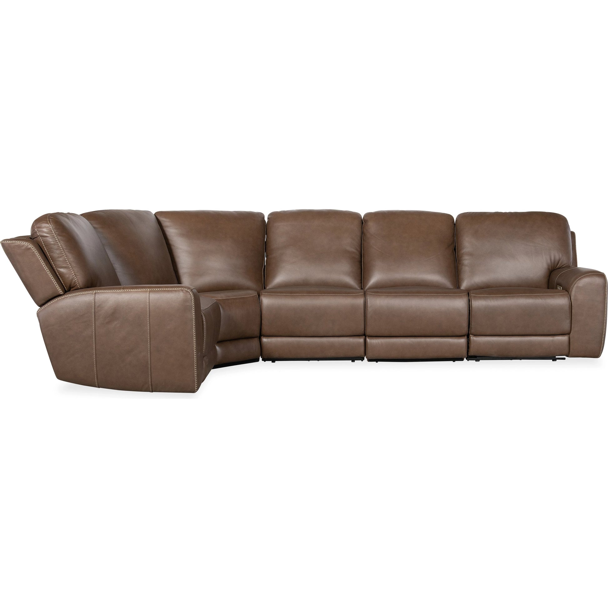 Torres 5 Piece Sectional by Hooker Furniture in sorrento mocha. Made from leather, sorrento mocha (semi-aniline top grain with splits) in a traditional style.