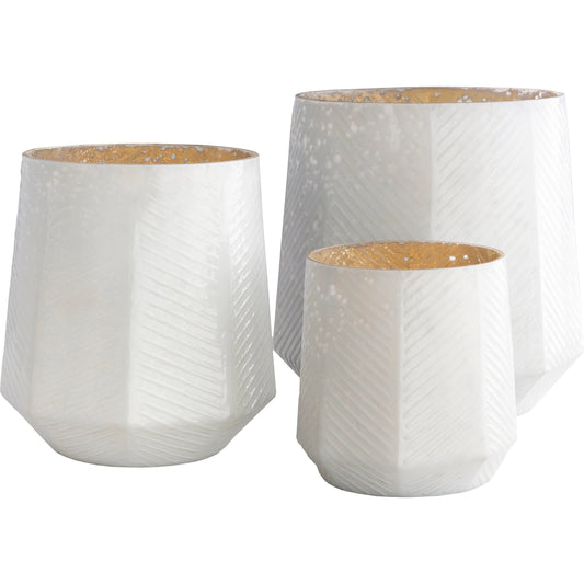 Pearl - 24803 (Set of 3) by Surya in white and antiqued. Made from glass in a traditional style.
