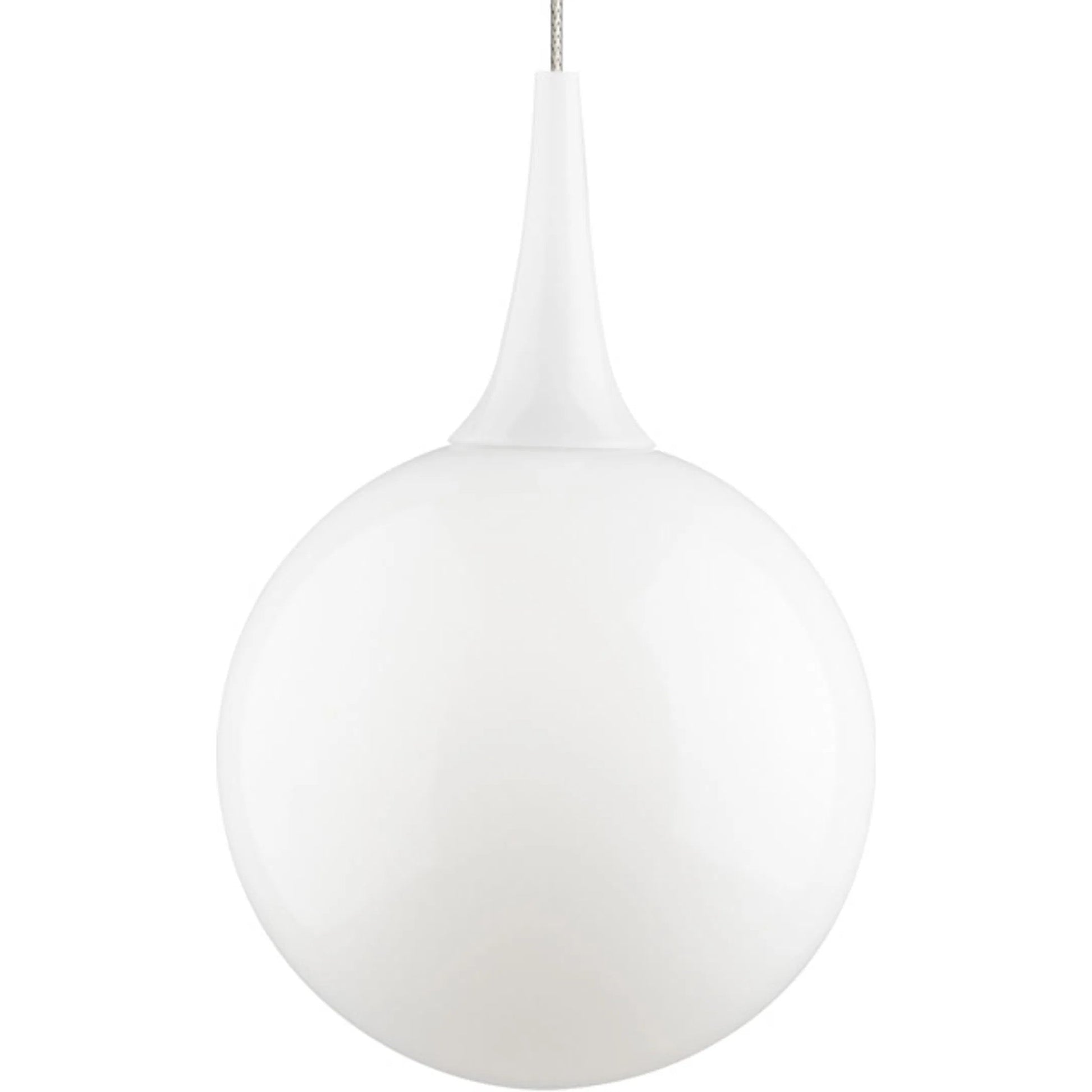 Pele Pendant by Visual Comfort & Co. in white and satin nickel. Made from glass in a unique style.
