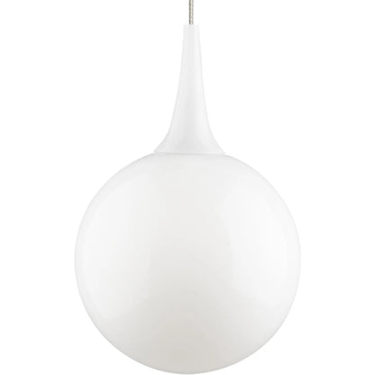 Pele Pendant by Visual Comfort & Co. in white and satin nickel. Made from glass in a unique style.
