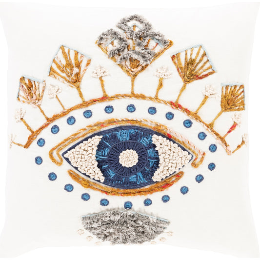 Petronia Pillow - 17317 by Surya in cream, navy, medium brown, gray, ice blue. Made from 100% cotton in a eclectic & global style.