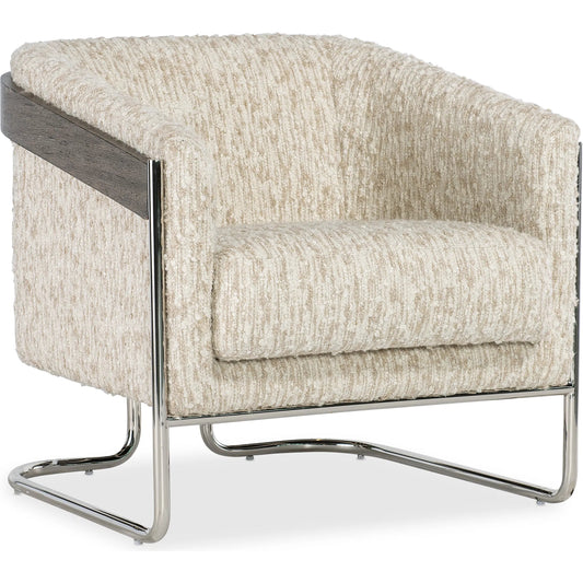 Cody Chair by Hooker Furniture in beige and chrorme. Made from 65% acrylic, 21% polyester, 10% wool, 3% cotton, 1% rayon in a transitional style.