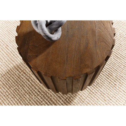 Commerce and Market Gears Round End Table by Hooker Furniture in medium wood and natural. Made from unique in a unique style.