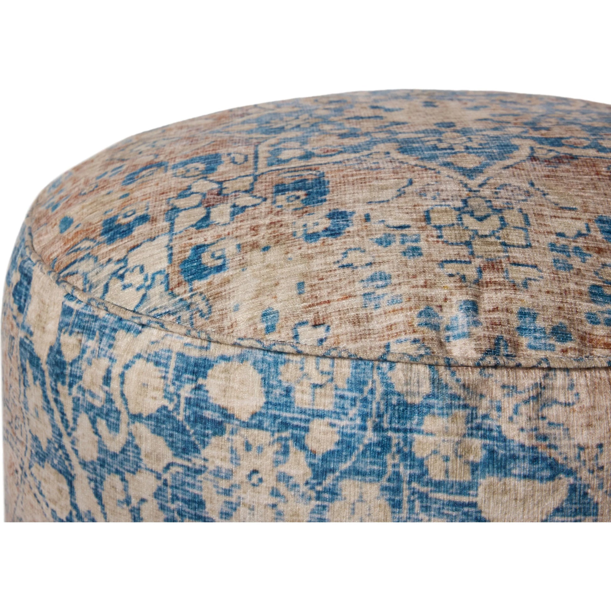 LPF211 Pouf by Loloi in blue, tangerine. Made from 100% polyester in a traditional style.