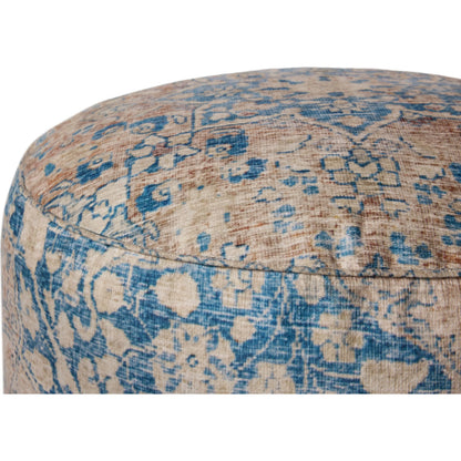 LPF211 Pouf by Loloi in blue, tangerine. Made from 100% polyester in a traditional style.