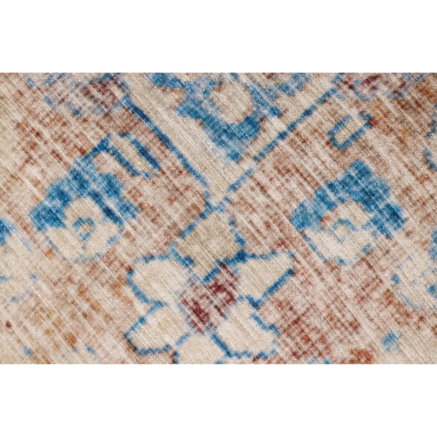 004 SI-2455432 | Closeup | LPF211 Pouf by Loloi in blue, tangerine. Made from 100% polyester in a traditional style.