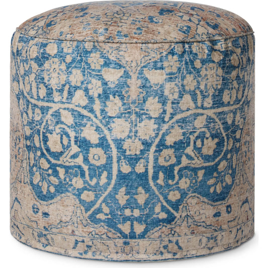 LPF211 Pouf by Loloi in blue, tangerine. Made from 100% polyester in a traditional style.