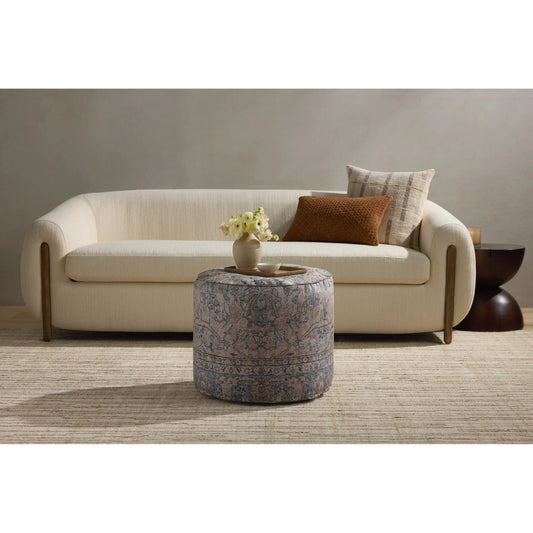 LPF558 Pouf by Loloi in taupe. Made from 100% polyester in a traditional style.